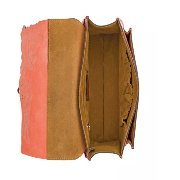 NWT Patricia Nash Charonne Satchel Bag Tooled Granita Red Leather Handbag Purse - Picture 7 of 11